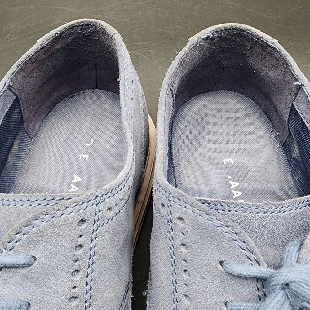 Cole Haan 11 W Blue Suede Wingtip Oxford Grand OS C24916 Business Casual Shoes